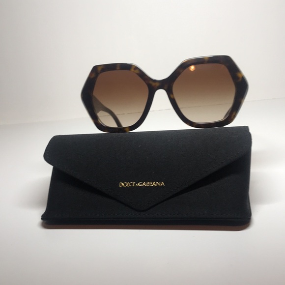New Authentic Dolce & Gabbana DG4406 502/13 Gradient Brown Hexagonal Sunglasses